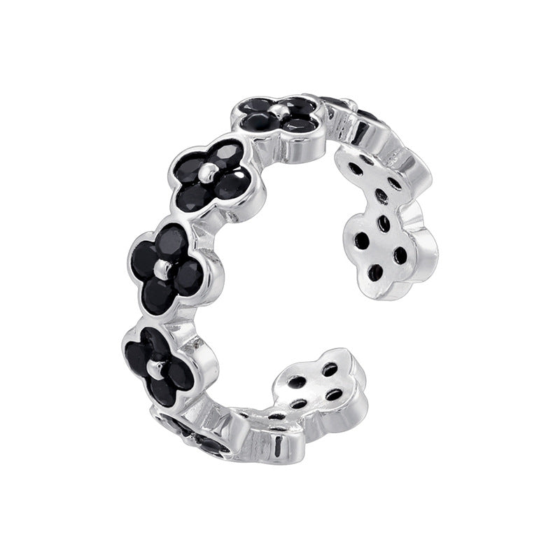 Temperament Entry Lux Gold Inlaid Color Diamond Four-leaf Clover Rings