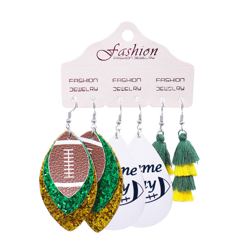 Suit Christmas Gift Football Rugby Softball Earrings