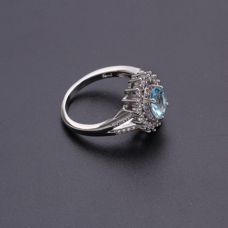 Women's Blue Crystal Fashion Topaz Gemstone Rings