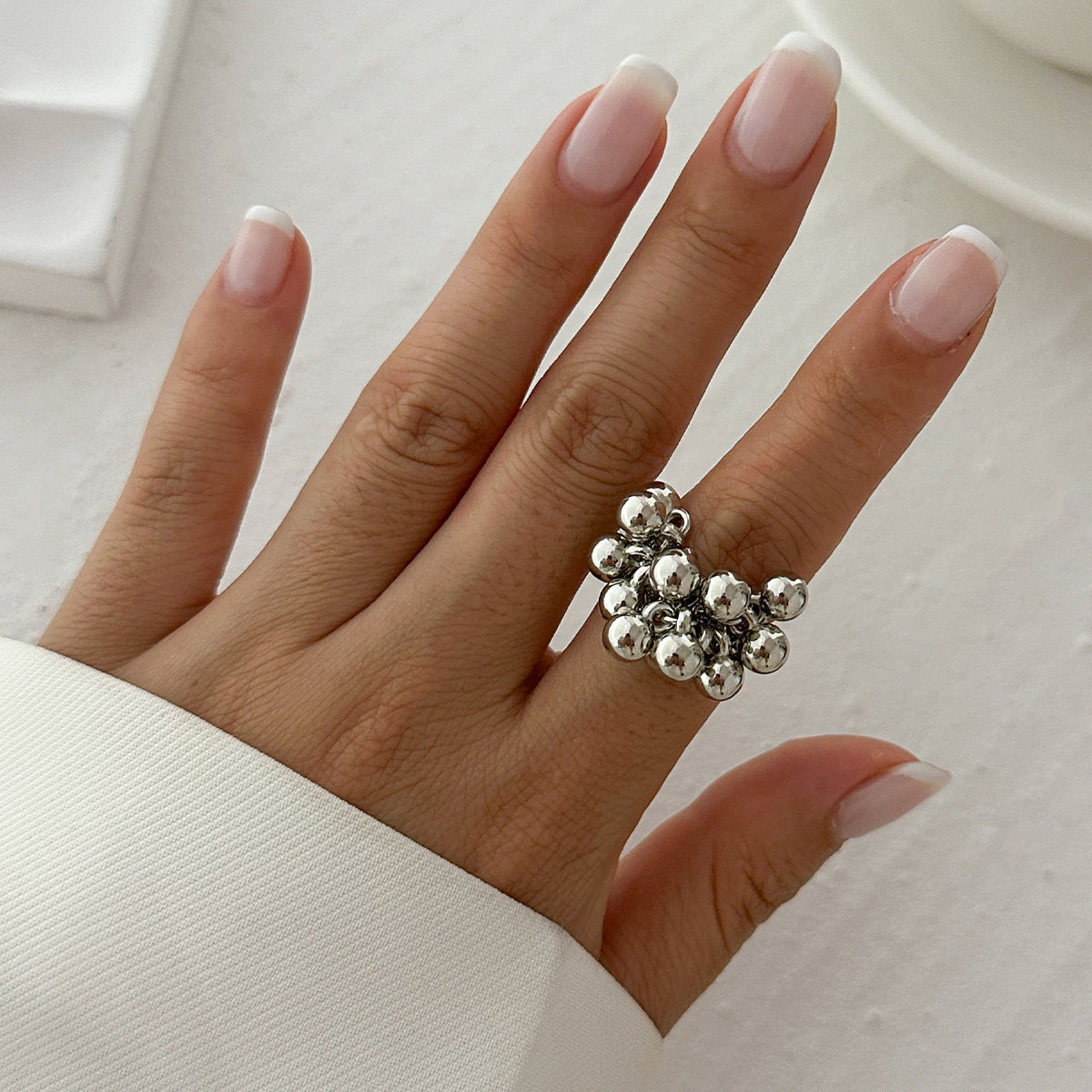 Personality Five Petal Flower Three-dimensional Open Exaggerated Rings