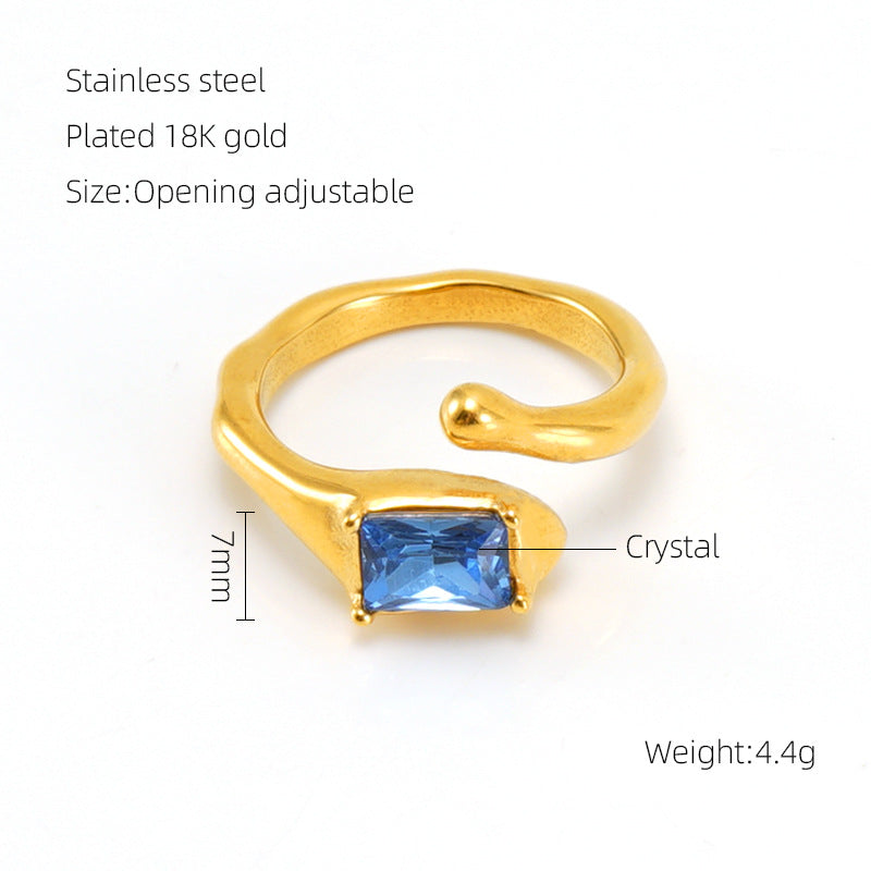 Titanium Steel Luminous Stone Open Female Rings