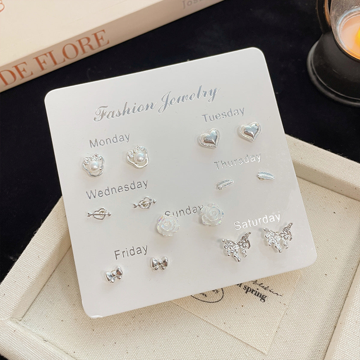 Bowknot Week Female Sier Needle Niche Earrings