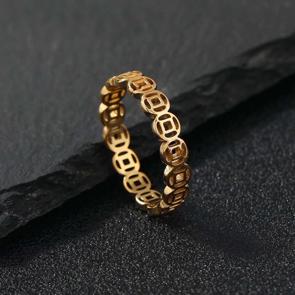 Lucky Copper Coin Transfer Index Finger Rings