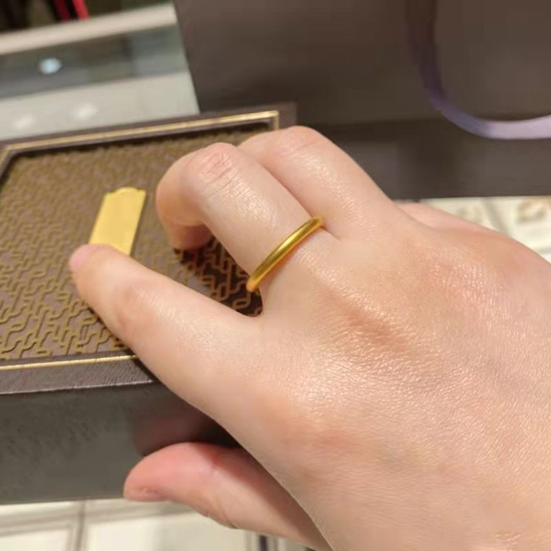 Heritage Simple Glossy Vietnam Placer Gold Frosted Diamond Matte Rings