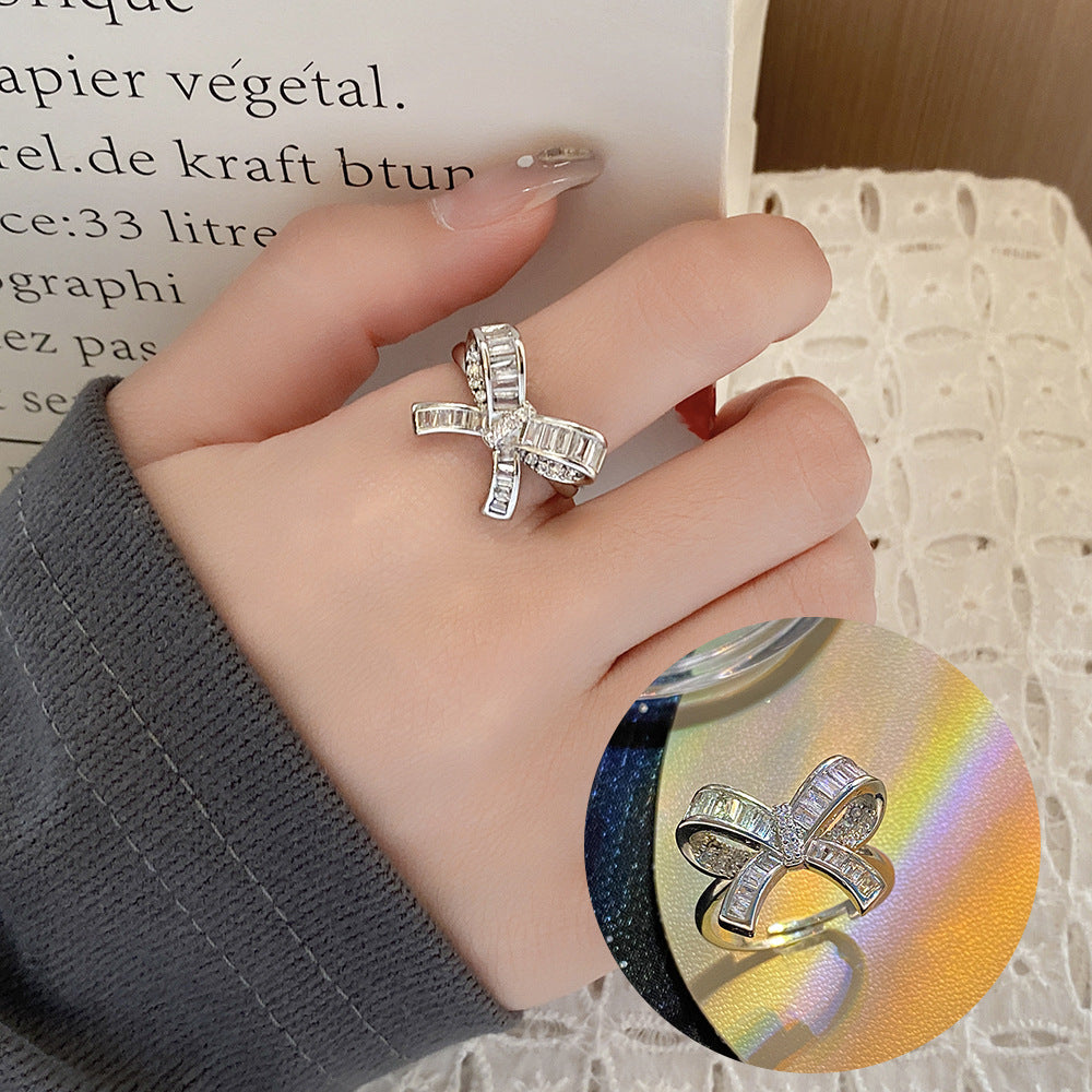 Style Simple Refined Zircon Female Niche Rings