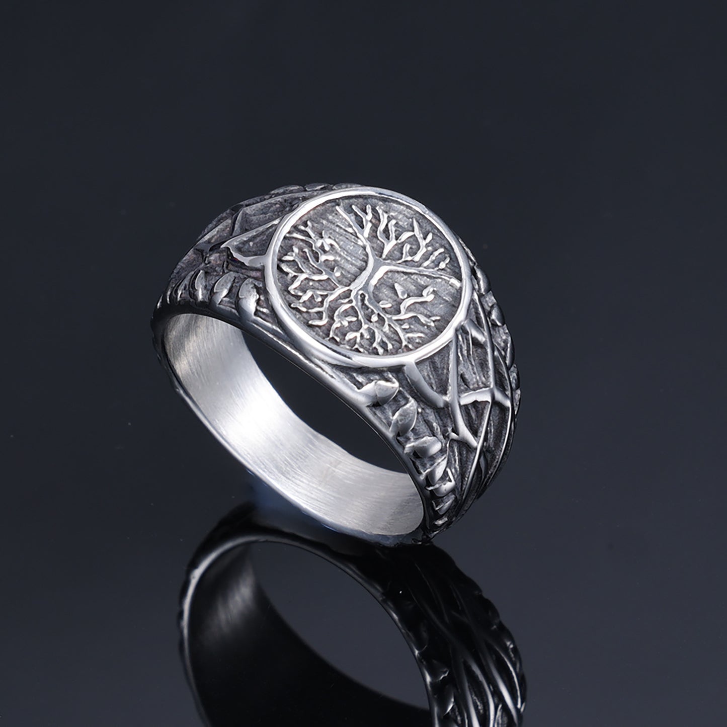 Viking Style Lucky Tree Vine Stainless Rings