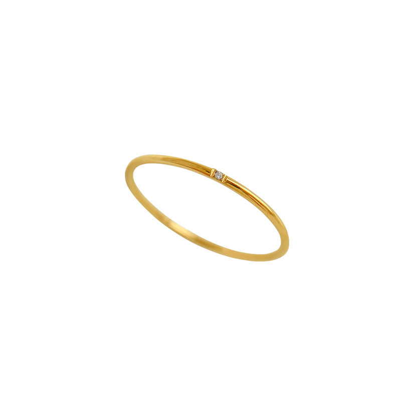 Simple Zircon Titanium Steel Female Cold Rings