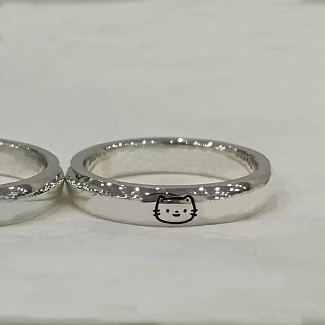 Women's & Men's Iti Puppy Kitty Cartoon Pattern Hello Rings