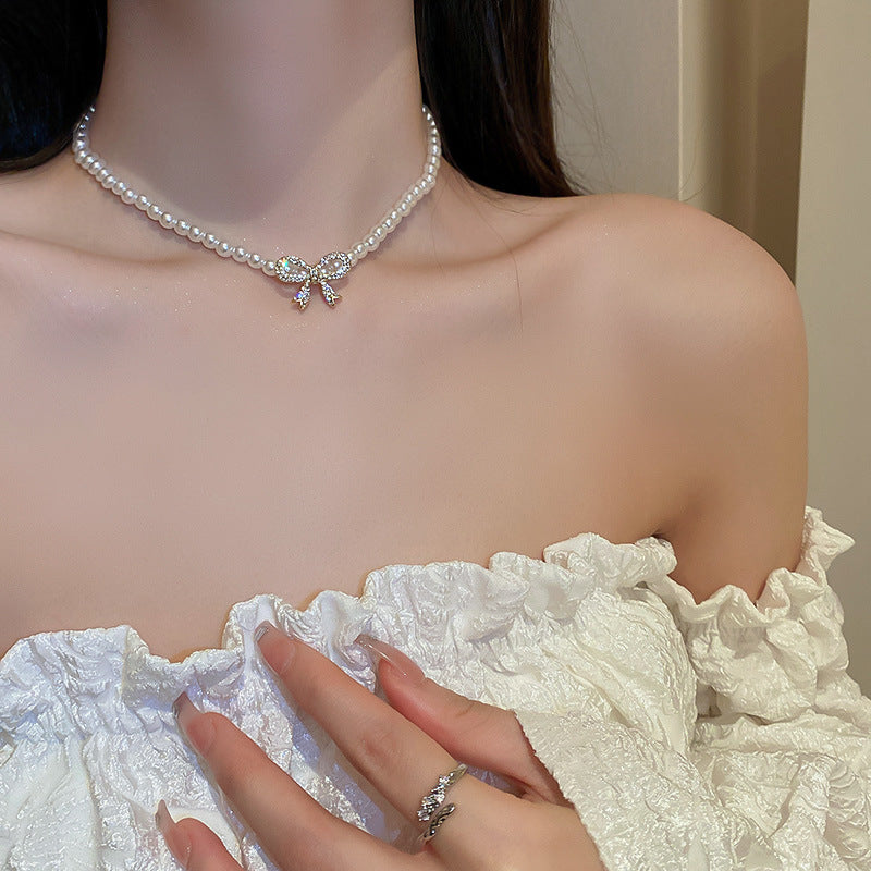 Twist Winding Pearl French Retro Fashion Elegance Clavicle Chain Necklaces