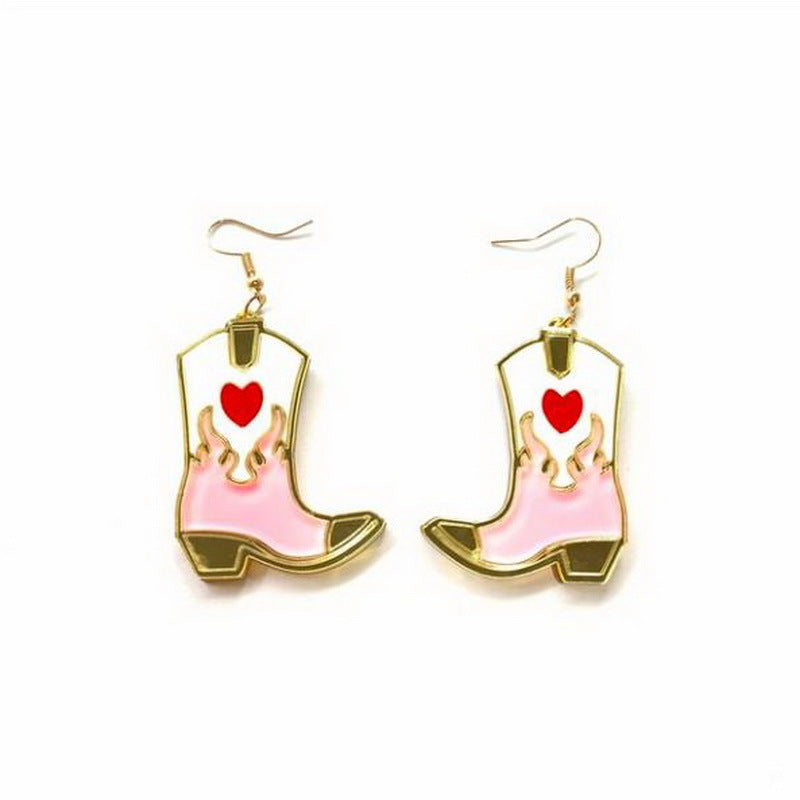 Love Letter With Heart Envelope Cupid Boots Earrings