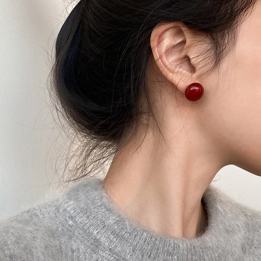Positive Wine Red Ear Elegant Engagement Earrings