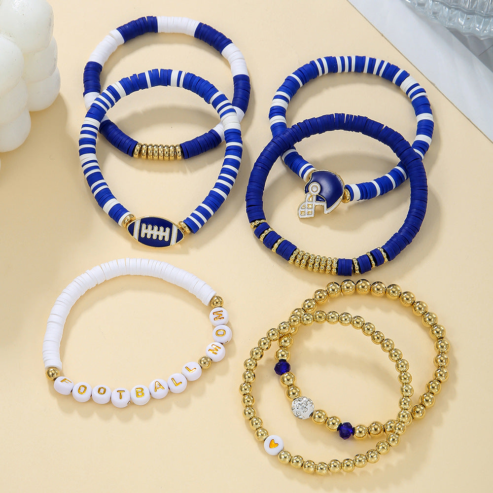 Baseball Sports Set Polymer Clay Rugby Colorful Bracelets