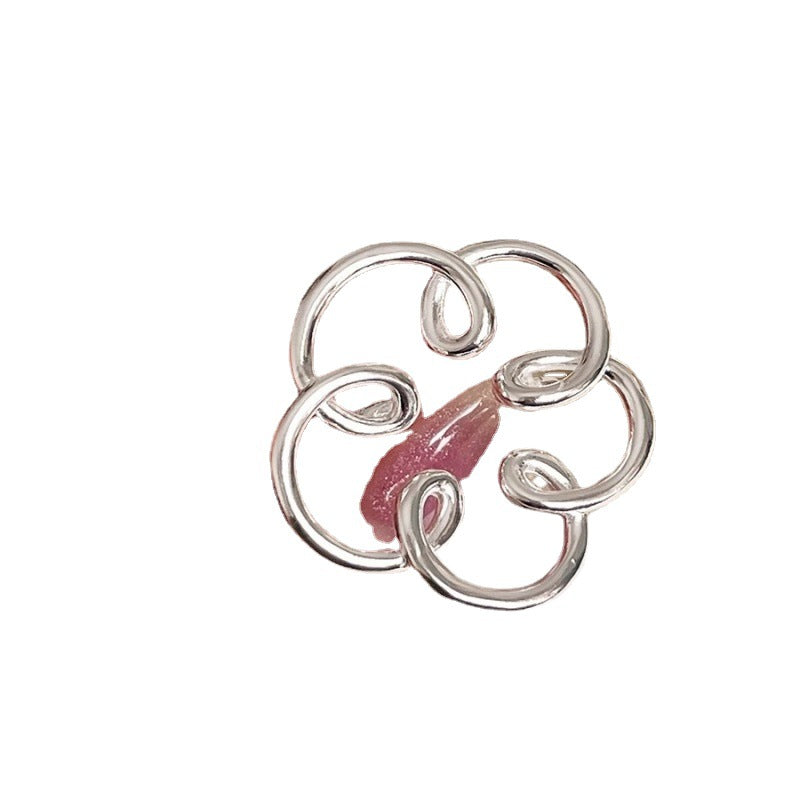 Dignified Geometric Lines Winding Sier Opening Rings