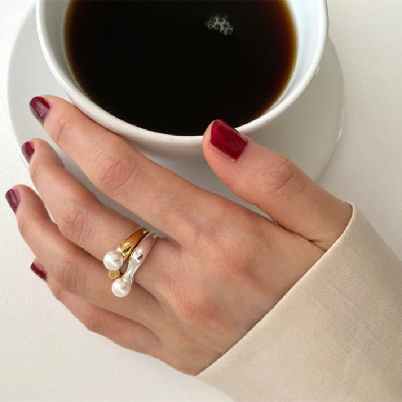 Style Delicate Pearl Glossy Lady Temperament Mori Fashion Rings