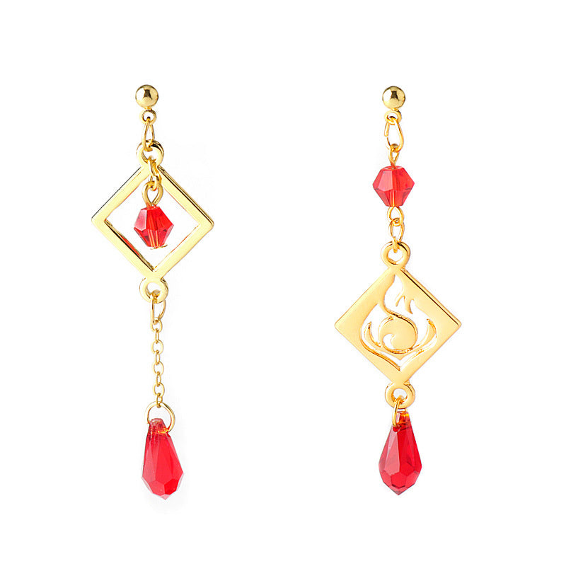 Travelers Empty Autumn Unilateral Temperament Feather Tassel Carved Earrings