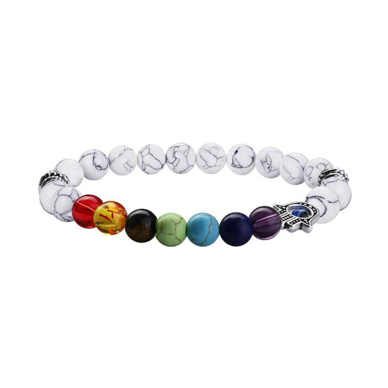 Fatima Palm Beaded Resin Glaze Blue Bracelets