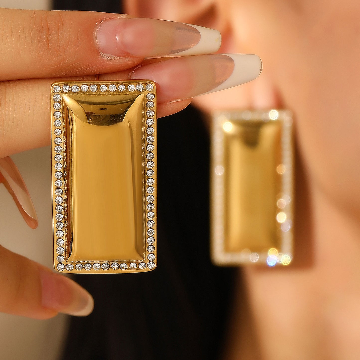 Fashion Gold Stainless Steel Ear Vintage Earrings