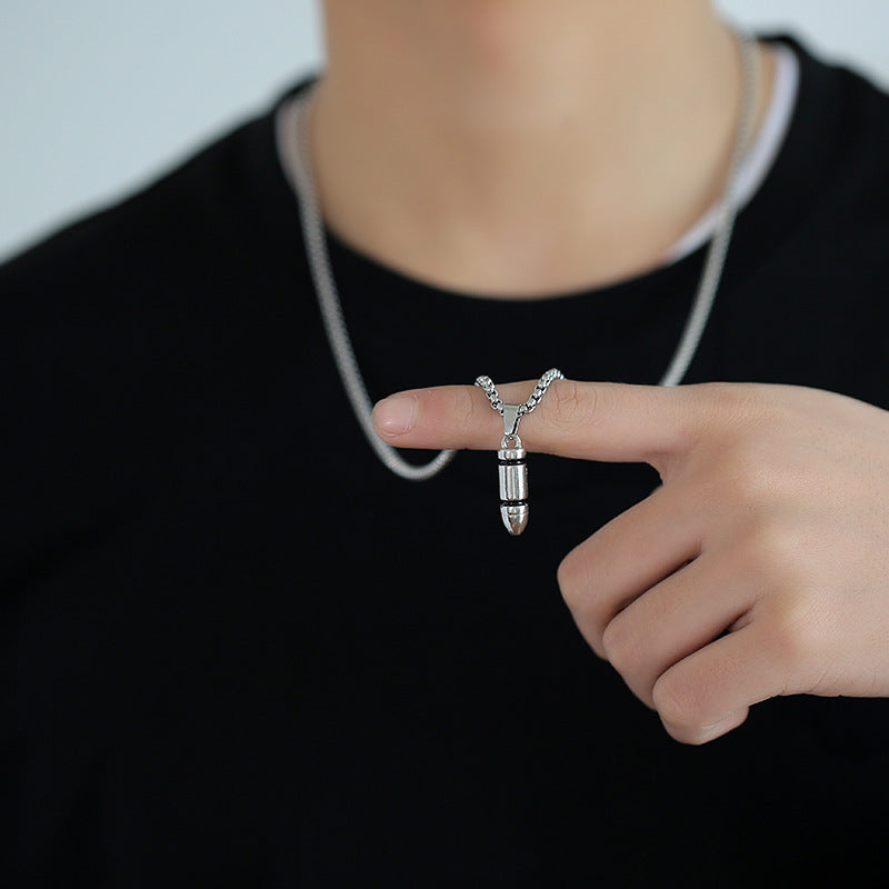 Men's Steel Ornament Bullet Trendy Unique Hip Hop Street Necklaces