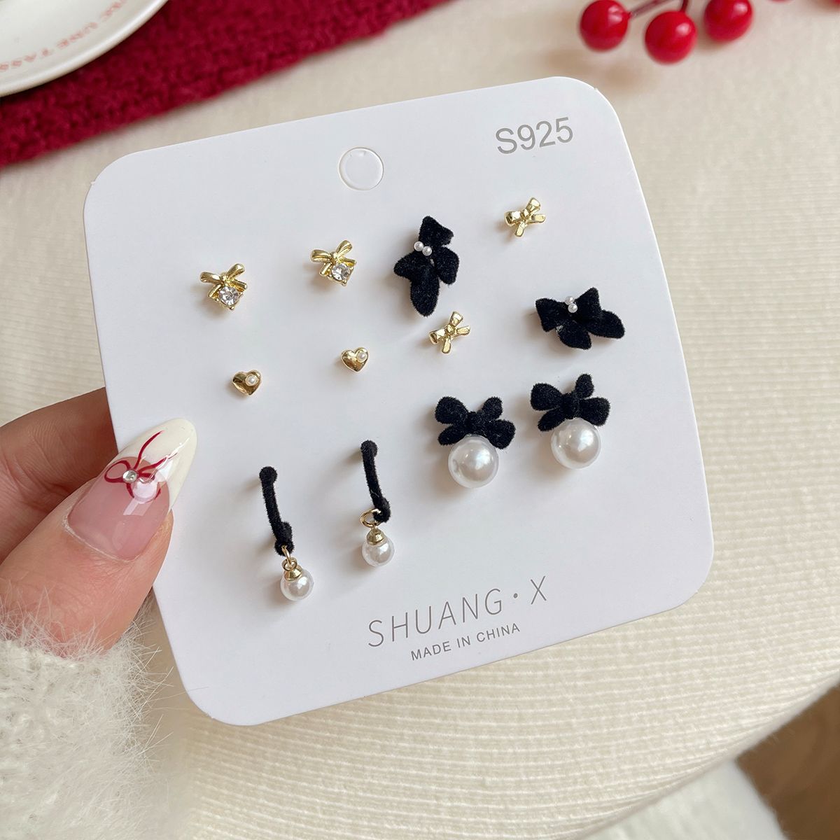 Earings Set Female Sier Needle Fairy Butterfly Niche Rings