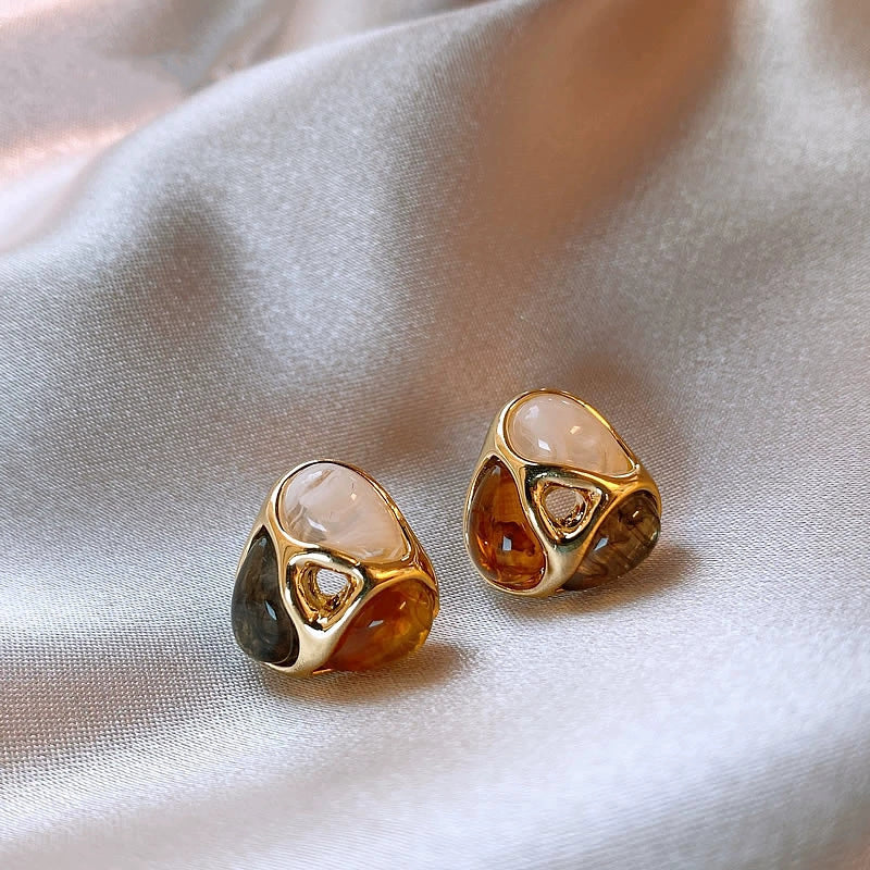 Women's Needle Coffee Color Series Design Sense Earrings