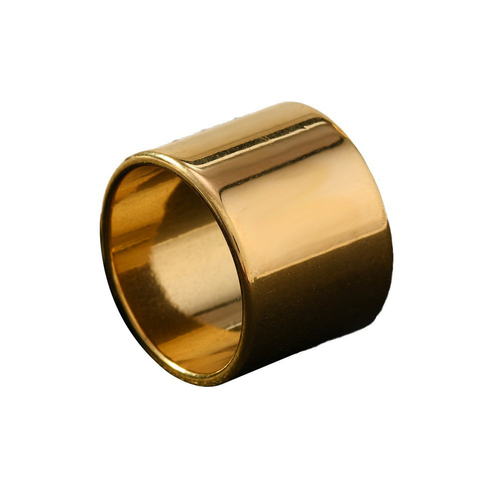 Men's Stainless Steel Wide Glossy Simple Thumb Rings