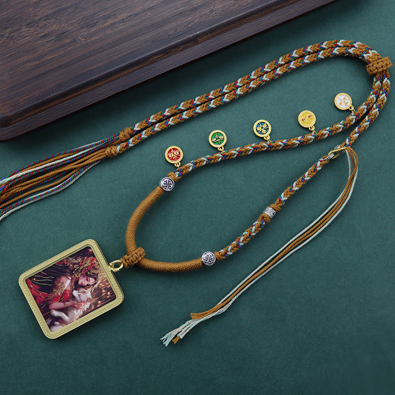 Hand Painted Golden Outline Eight Patron Necklaces