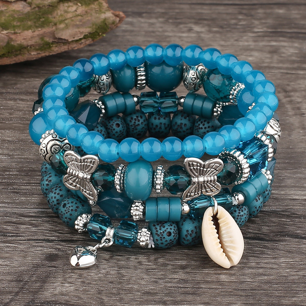 Bohemian Ethnic Fashion Butterfly Crystal Layered Bracelets