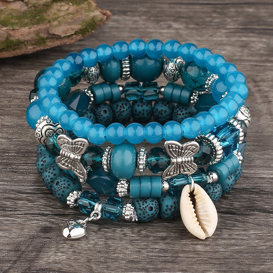 Bohemian Ethnic Fashion Butterfly Crystal Layered Bracelets