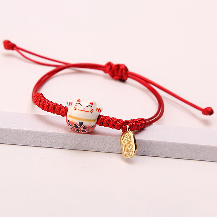 Women's Line Ceramic Fortune Cat Niche Design Bracelets