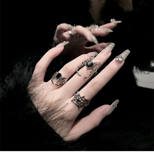 Gem Spider Nail Niche Design Cold Rings