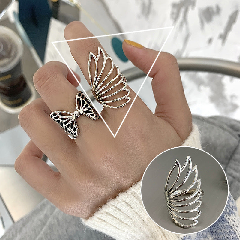 Butterfly Female Twin Elegant Personality Sier Rings