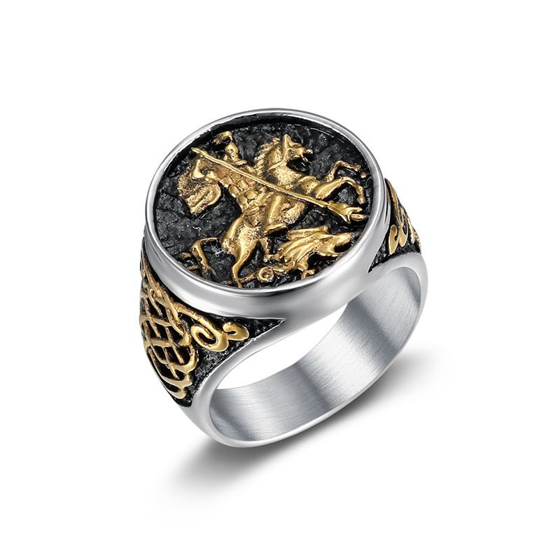 Men's Titanium Steel Vacuum Gold Plated St. Rings