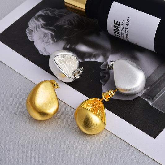 Irregular Metal Brushed Water Drop Ear Earrings