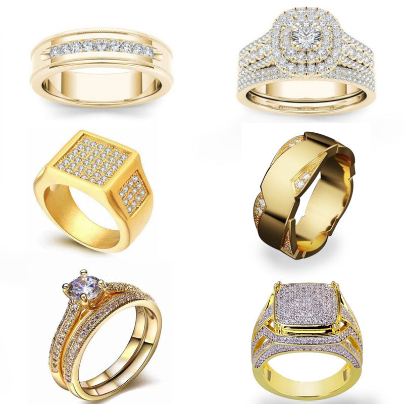Ornament Popular Golden Single Combination Series Rings
