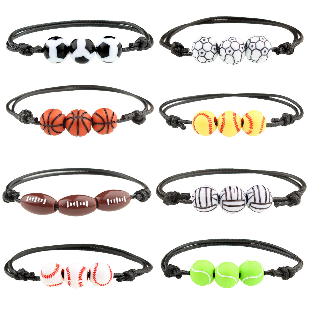 Sports Softball Football Baseball Simple Personalized Ball Bracelets