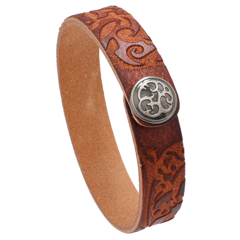 Women's & Men's Ornament Simple Artistic Retro Cattle Leather Bracelets
