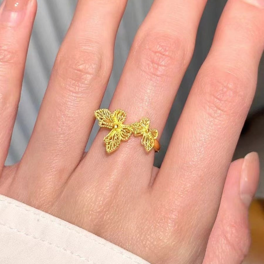 Butterfly Gold-plated Design Light Luxury Open Rings