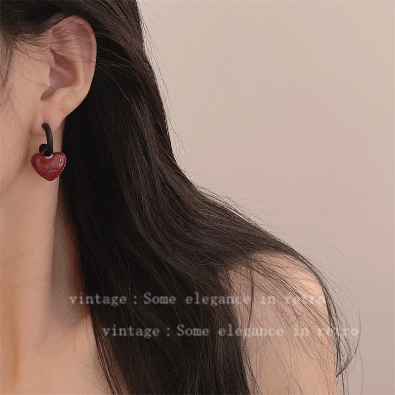 Red Love Ear Simple Grace Personality Earrings