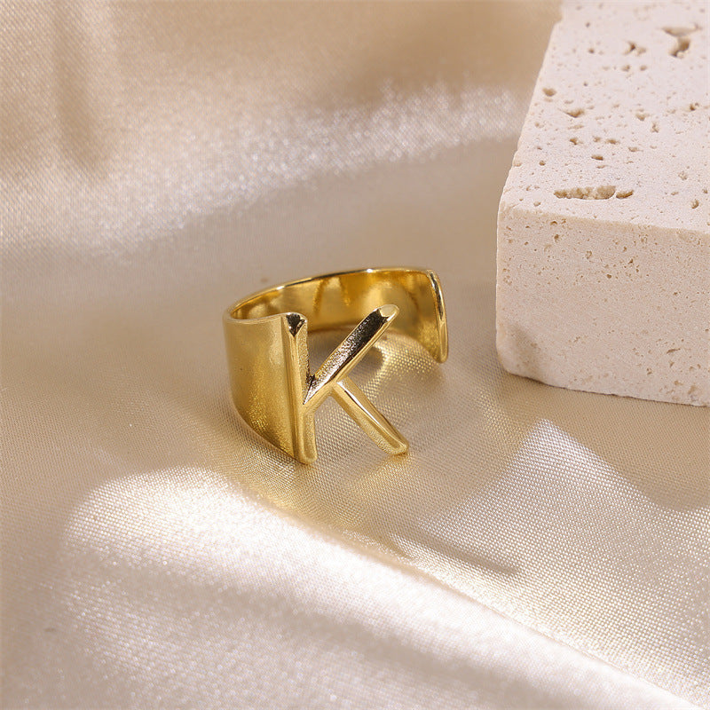 Letters Female Style Fashion Knuckle Personality Vintage Stainless Rings