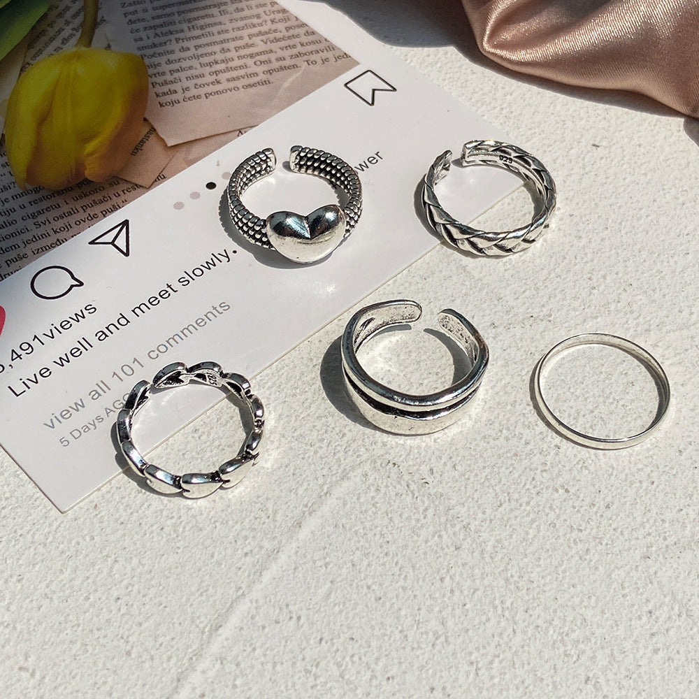 Metal Knuckle Creative Retro Simple Love Rings