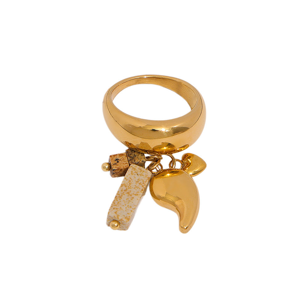 Sugar Golden Stone Water Drop Tassel Rings