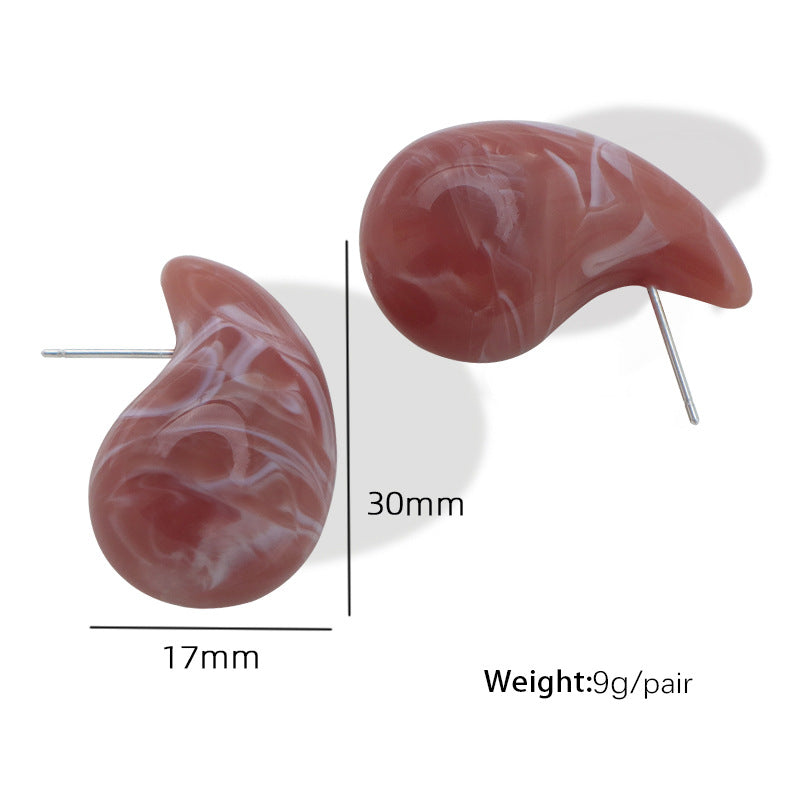 Retro Water Drop Resin Simple Niche Temperament Fashion Earrings