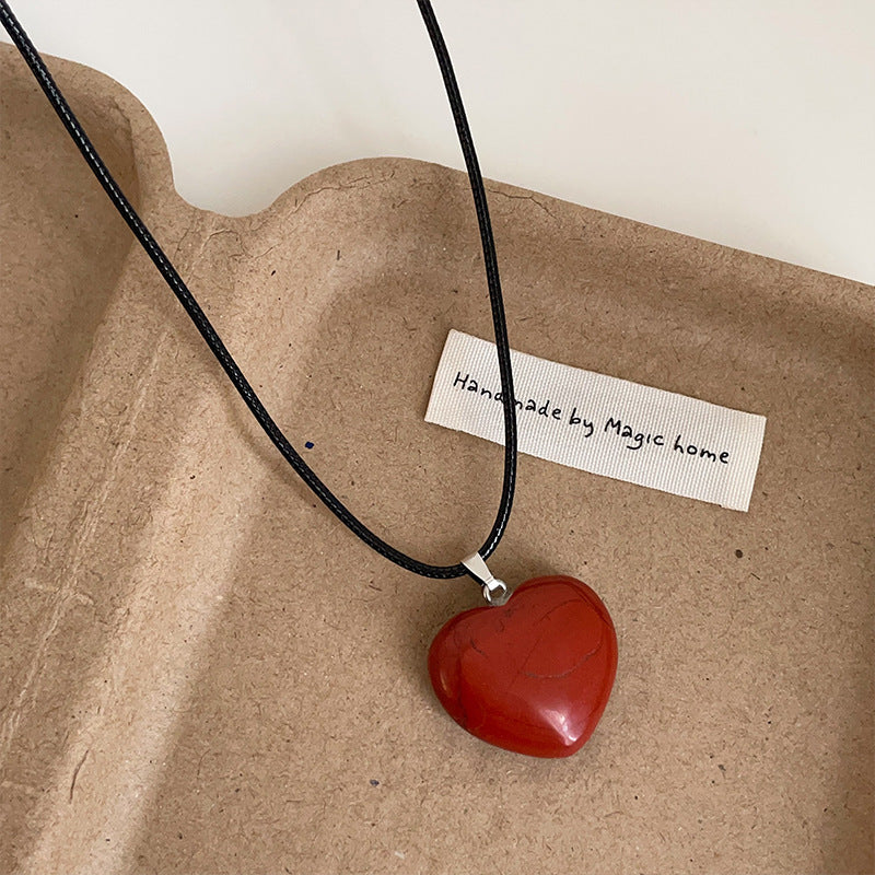 Women's Stone Love Black Rope Simple Minority Necklaces