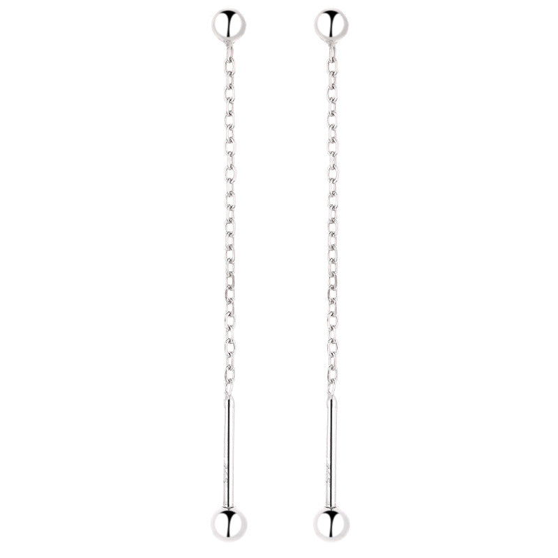 Women's Sterling Sier Threaded Beads Hanging Fashionable Earrings