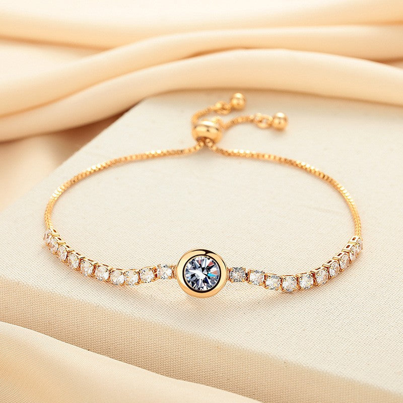 Women's Champagne Gold Zircon Temperament Wild Pull Bracelets