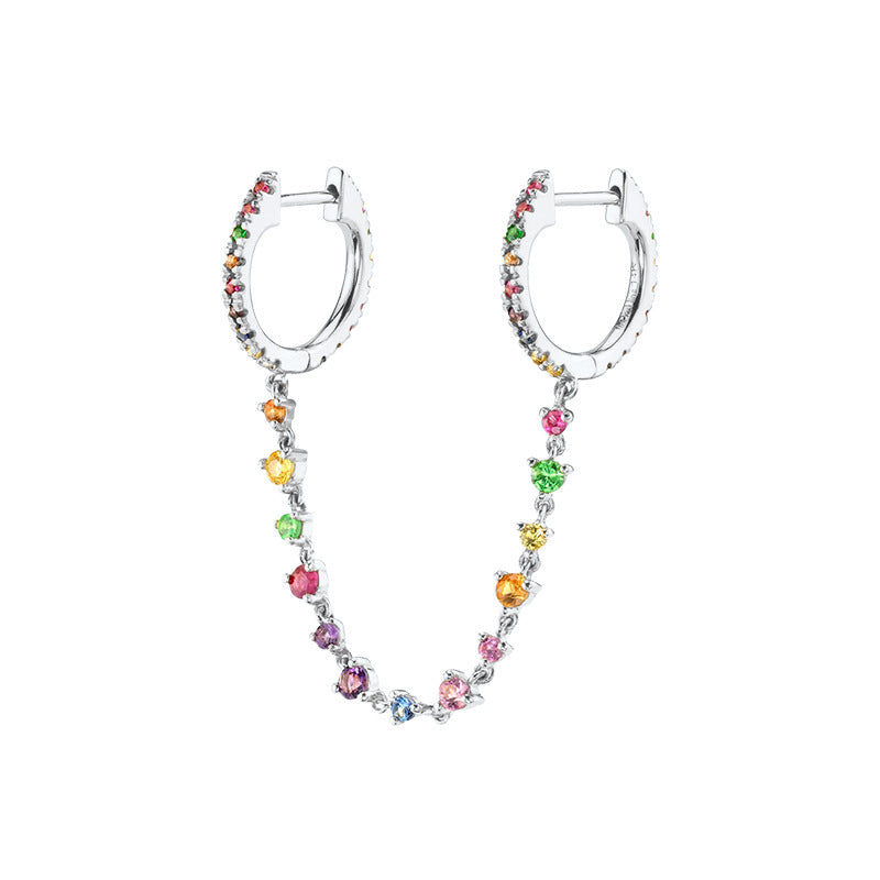 Women's Diamond Ear Chain Double Clip Fashion Trend Eardrop Earrings
