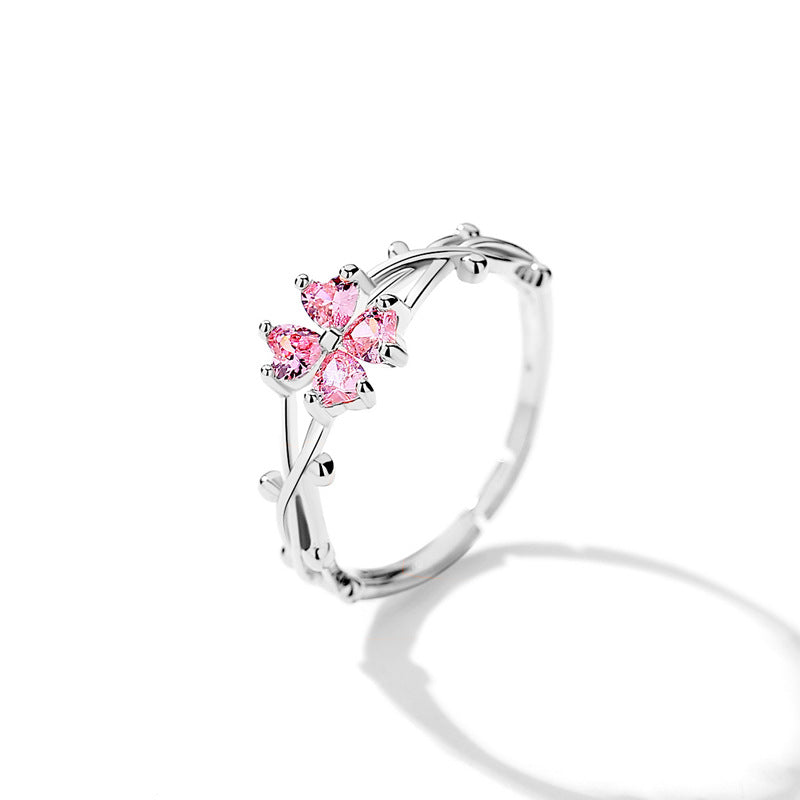 Zircon Clover Super Flash Love Index Rings