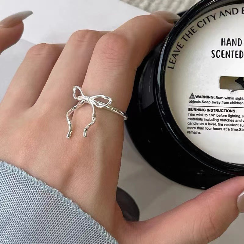 Luxury Simple Black Agate Female Niche Retro Rings