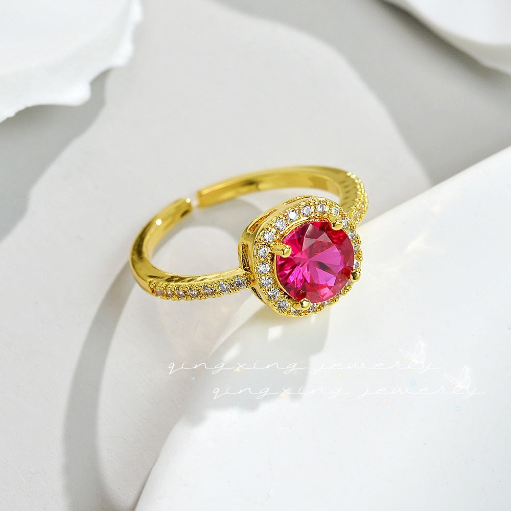 Inlaid Zircon Gold Plated Engagement Inner Rings