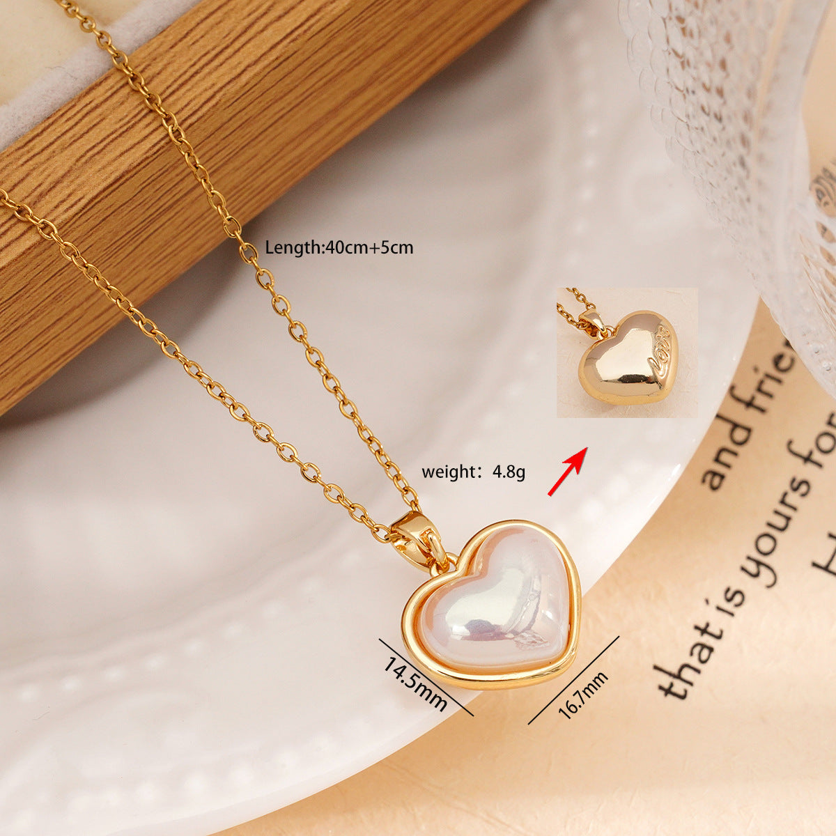 Women's Titanium Steel Double-sided Heart Trendy Simple Necklaces